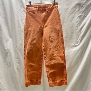 Madewell Womens 25 slim Emmett Wide-Leg Crop Pants orange high waisted 3 pocket